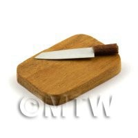 Dolls House Miniature 25mm Rectangular Teak Wooden Chopping Board